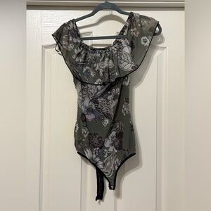 bebe Floral Ruffle Bodysuit